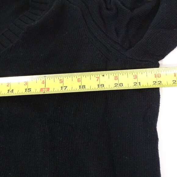 Old Navy Black Ribbed Trim V-Neck Sweater Women Size M Long Sleeve Side Slit - Picture 7 of 9